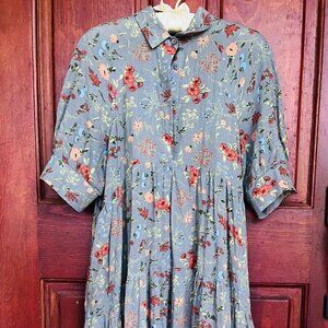 Tiered shirt dress with collar and banded sleeves. Perfect graduation & wedding